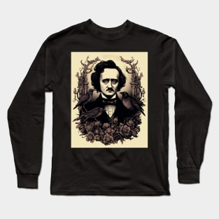 Vintage Retro Edgar Allen Poe Dark Academia Portrait Long Sleeve T-Shirt